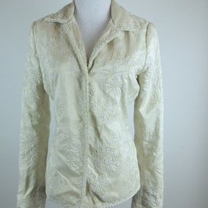 BIYA JOHNNY WAS Cream SILK EMBROIDERED blazer dress jacket S